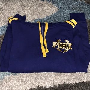 PINK Victoria secret blue and yellow 1/4 hoodie!